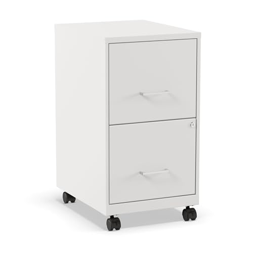 Staples Mobile Pedestal File Cabinet, 2-Drawer, Letter/Legal, Locking - color: White, style: 2 Pack