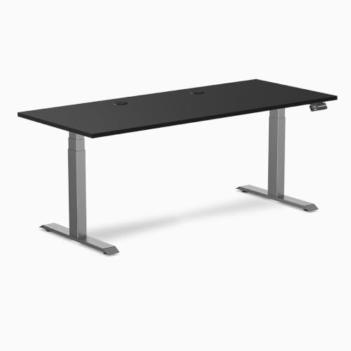 Desky Dual Laminate Sit Stand Desk Black 70.9" Grommets Space Gray - color: Black / Space Gray, size: 70.9 x 29.5 inches with Grommets