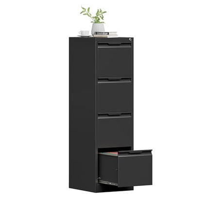 4 Drawer File Cabinet with Lock, Filing Cabinets for Home Office - color: Black, size: 4 Drawer - Vertical