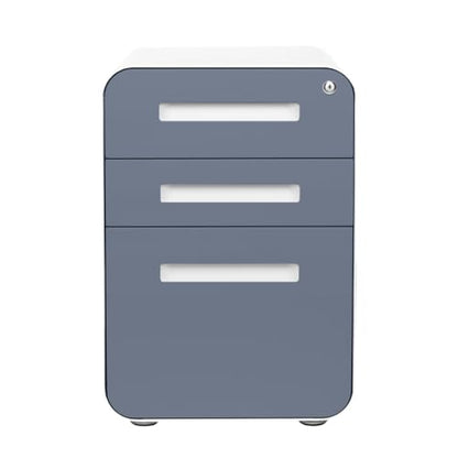 Laura Davidson Furniture Stockpile 3 Drawer File Cabinet with Lock - Under Office Desk Metal Filing Cabinet, Legal/Letter File Folders, Wheels and Stationary Feet, Pre-Assembled, Coastal Blue - color: Coastal Blue