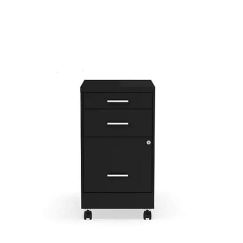 Staples 3-Drawer Vertical File Cabinet, Letter Size, Lockable, Black | Mobile rolling cabinet, 19.9in D x 14.3in W x 25.7in H, for secure storage. - style: 1 Pack