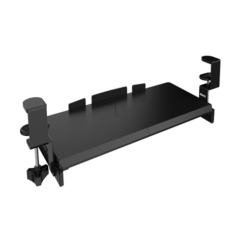 Mount-It! 24” Clamp-On Under Desk Keyboard Tray, Slide-Out Keyboard Drawer for Desk, Ergonomic Pull-Out Platform with Smooth Gliding Tracks, No-Drill C-Clamp Mount, Under Desk Keyboard Holder - size: 24" x 11"