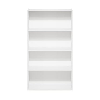 Furinno PASIR Book Shelf, 4-Tier Bookshelf, Bookcase with Open Shelf, 9.4 x 23.6 x 41.7, for Living Room, Bedroom, Home Office, White - color: White, size: 4-Tier