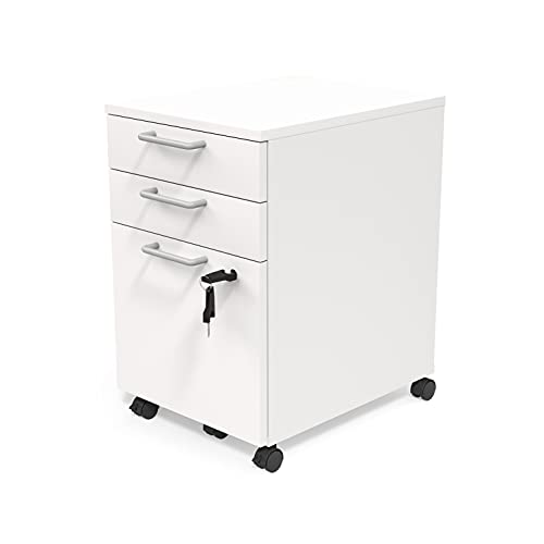 Staples Essentials 3-Drawer Vertical File Cabinet, Letter & Legal Size Documents, Lockable & Mobile, 21.3" D x 15.6" W x 24.3" H, White - size: 1 Pack, style: White
