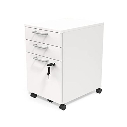 Staples Essentials 3-Drawer Vertical File Cabinet, Letter & Legal Size Documents, Lockable & Mobile, 21.3" D x 15.6" W x 24.3" H, White - size: 1 Pack, style: White