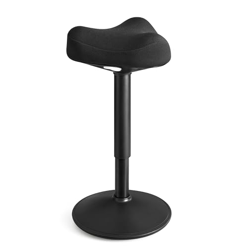 SONGMICS Ergonomic Wobble Stool, Height Adjustable Swivel Balance Chair - color: Ink Black (Fabric Upholstery), size: 14.2"D x 14.4"W