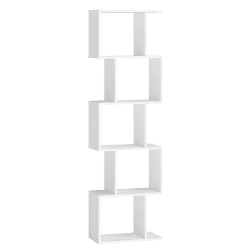 VASAGLE 5-Tier Bookcase, Open Storage, 15.7 x 9.4 x 62.8 Inches - color: Matte White, style: 5-Tier (15.7"W)