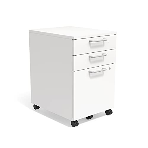 Staples Essentials 3-Drawer Vertical File Cabinet, Letter & Legal Size Documents, Lockable & Mobile, 21.3" D x 15.6" W x 24.3" H, White - size: 1 Pack, style: White