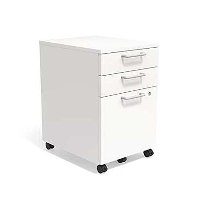 Staples Essentials 3-Drawer Vertical File Cabinet, Letter & Legal Size Documents, Lockable & Mobile, 21.3" D x 15.6" W x 24.3" H, White - size: 1 Pack, style: White