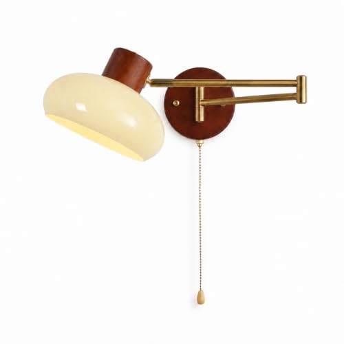 KCO Lighting Mid Century Brass Gold Swing Arm Wall Sconce Light Pull Chain - color: 20cm Yellow