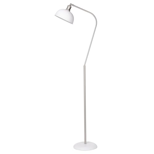 HarvestLand Halo Silver Floor Lamp with Adjustable Reading Light | Adjustable reading light, solid metal base, E26 bulb compatible. - color: White