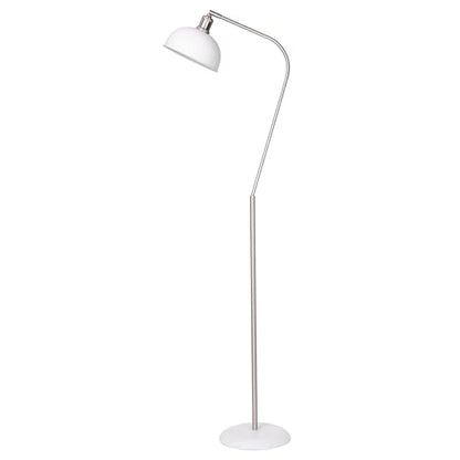 HarvestLand Halo Silver Floor Lamp with Adjustable Reading Light | Adjustable reading light, solid metal base, E26 bulb compatible. - color: White