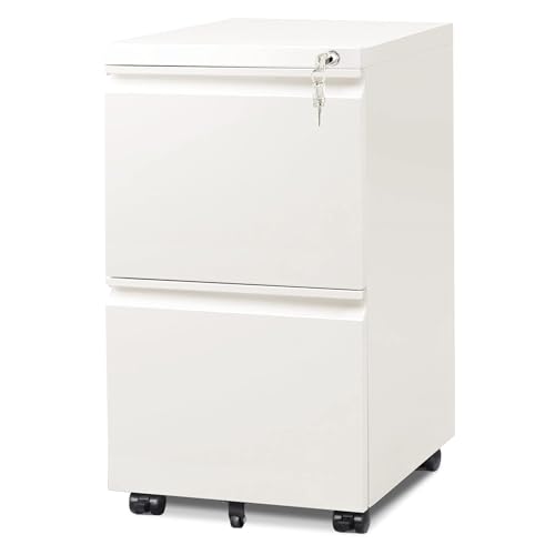 DEVAISE 2 Drawer File Cabinet with Lock for Home Office, Fully Assembled - color: White, size: 17"D x 15"W x 27"H