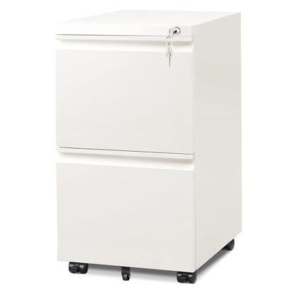 DEVAISE 2 Drawer File Cabinet with Lock for Home Office, Fully Assembled - color: White, size: 17"D x 15"W x 27"H