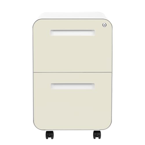 Laura Davidson Furniture Stockpile 2 Drawer Mobile File Cabinet with Lock - Under Desk Metal Filing Cabinet, Legal/Letter File Folders, Wheels and Stationary Feet, Pre-Assembled, Ivory - color: Ivory