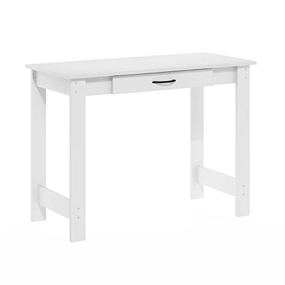 Furinno Jaya Writing Desk with Drawer, White - color: White, size: 39 inches