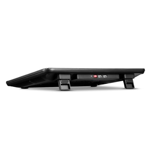 Laptop Cooling Pad, Mspine Laptop Cooler with 3 Blue Silent Fans, Ergonomic USB Powered Laptop Stand with Dual USB 2.0 Ports, Height-Adjustable Notebook Cooler for Notebook Under 17"- Black