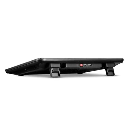Laptop Cooling Pad, Mspine Laptop Cooler with 3 Blue Silent Fans, Ergonomic USB Powered Laptop Stand with Dual USB 2.0 Ports, Height-Adjustable Notebook Cooler for Notebook Under 17"- Black