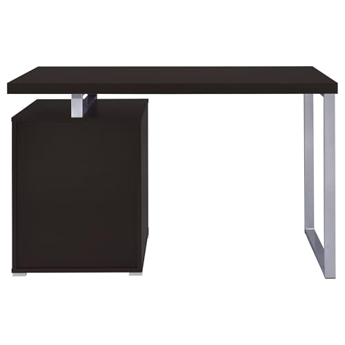 Coaster Home Furnishings Brennan Modern Contemporary Home Office 3-Drawer Writing Desk with Drawers Computer Desk Study Table File Cabinet Storage Silver Metal Frame Cappuccino Brown 800519 - color: Cappuccino