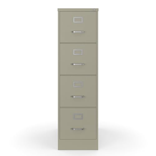 Staples Commercial 4-Drawer Vertical File Cabinet, Letter Size, Lockable, Putty, Steel, 51.97H x 15W x 22D - color: Putty