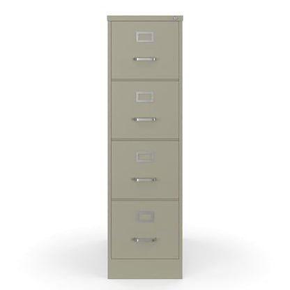 Staples Commercial 4-Drawer Vertical File Cabinet, Letter Size, Lockable, Putty, Steel, 51.97H x 15W x 22D - color: Putty