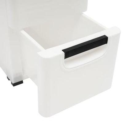 Plastic Storage Cabinet, 6 Drawers Rolling Organizer Cart with Wheels, Multifunctional Floor Cabinet, Narrow Mobile Slim Utility Cart for Living Room, Bedroom, Study, Office, Studio (White)