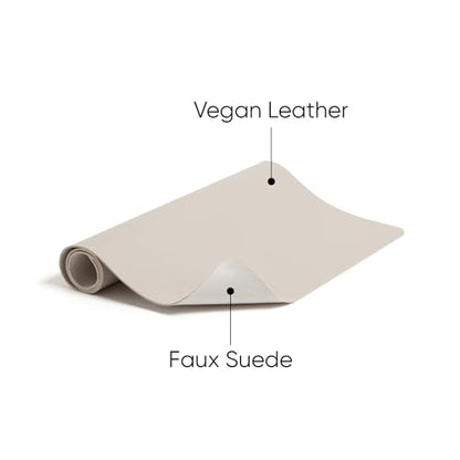 Smead Vegan Leather Desk Pad Mat, Office Desk Mat, Small, Sandstone Beige | Waterproof desk pad protector, writing mat and desk blotter. Non-slip suede grips under a laptop, keyboard and mouse. - color: Sandstone Beige, size: 13.7" x 23.6"