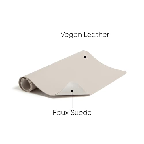 Smead Vegan Leather Desk Pad Mat, Office Desk Mat, Medium, Sandstone Beige | Waterproof desk pad protector, writing mat and desk blotter. Non-slip suede grips under a keyboard, mouse and notepad. - color: Sandstone Beige, size: 15.7" x 31.5"