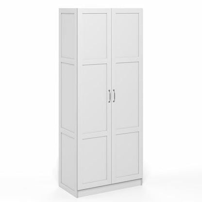 Furinno Robin Storage Cabinet, 4-Tier Pantry Cabinet with Adjustable Shelves, 30W with 2 Shaker-Doors, Kitchen Cabinet, Organization and Storage, for Pantry, Living Room, Home Office, White - size: Shaker Doors, 4-Tier