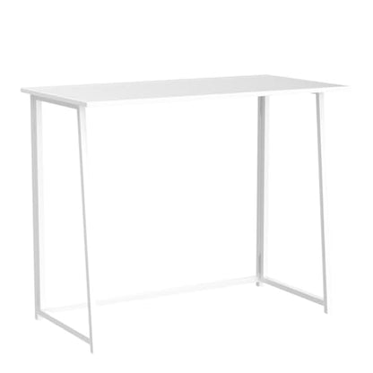 4NM 31.5" Small Folding Desk, Foldable Computer Home Office Desk, Study Writing Table for Small Space Saving Bedroom, Easy Assembly - All White - color: All White, size: 31.5"W x 17.7"D