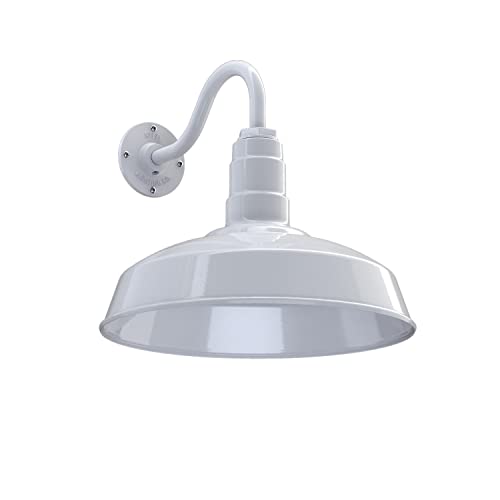 11" Gooseneck Barn Light Outdoor | Farmhouse Exterior Wall Light | White - color: White, size: 11" Gooseneck