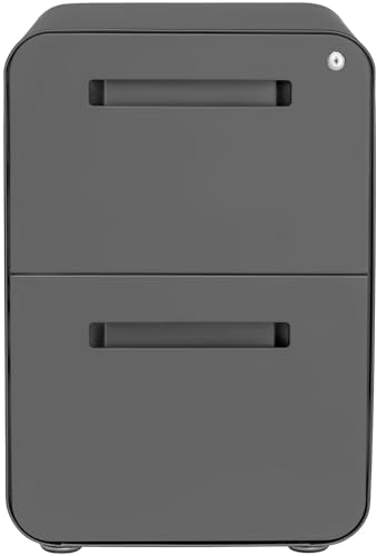 Laura Davidson Furniture Stockpile 2 Drawer Mobile File Cabinet with Lock - Under Desk Metal Filing Cabinet, Legal/Letter File Folders, Wheels and Stationary Feet, Pre-Assembled, Dark Grey - color: Dark Grey