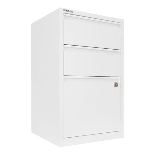 Bisley 3-Drawer Flush Front Vertical File Cabinet - Traffic White - color: Traffic White, size: 3 Drawer