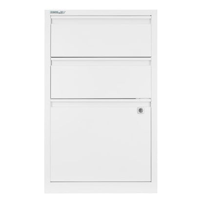 Bisley 3-Drawer Flush Front Vertical File Cabinet - Traffic White - color: Traffic White, size: 3 Drawer