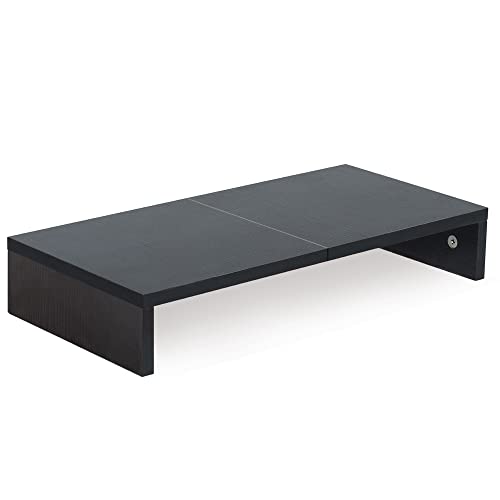 TEAMIX 20 Inch Monitor Stand Riser for Desk, Wood Computer Stand, Black - color: Black, size: 20 inch