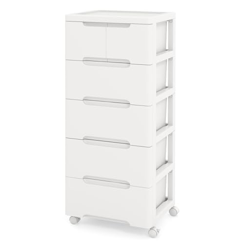 6-Drawer Plastic Rolling Storage Cart (16"x13"x38") | Mobile Storage Cabinet | Vertical Storage Tower Container Unit | 4 Universal Wheels | For Living Room, Home Office - size: 16”x13”x38” (6 Drawers)