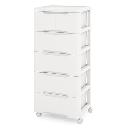 6-Drawer Plastic Rolling Storage Cart (16"x13"x38") | Mobile Storage Cabinet | Vertical Storage Tower Container Unit | 4 Universal Wheels | For Living Room, Home Office - size: 16”x13”x38” (6 Drawers)
