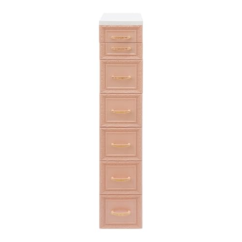 6-Drawer Narrow Storage Cabinet, Slim Rolling Cart, Mobile Plastic Cart Container with Pull Handles, Built-in Wheels, for Living Room, Kitchen, Bathroom, Office, 12.6 * 7.1 * 39.4in, Orange