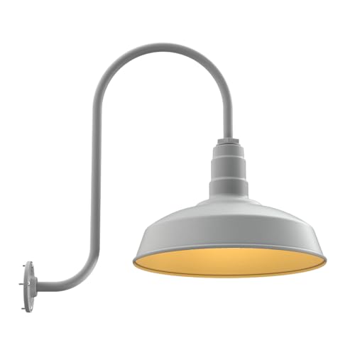 Upslope Gooseneck Barn Light Outdoor | Farmhouse | Modern Gray/Brass - color: Modern Gray / Brass, size: 23" Upslope Gooseneck