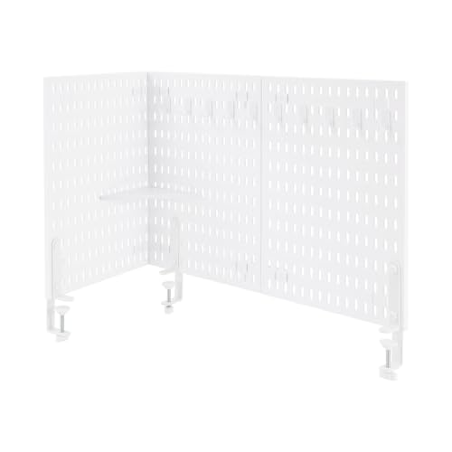 Desk Divider for Office, 3Pcs Desk Privacy Panels Tabletop Partition with 3 Clamps, Clamp On Privacy Screen Shield for Office Counter, Each Panel W11.8*H15.7in (White)