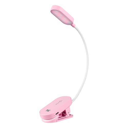VAVOFO Rechargeable Book Light, 14 LEDs Eye Care Clip On Amber Reading Light for Bookworms Reading in Bed with 9 Colors 9 Brightness (Pink) - color: Pink