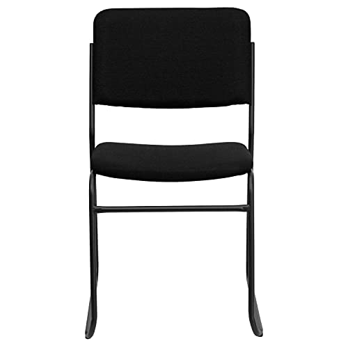 Flash Furniture 5 Pack HERCULES Series 500 lb. Capacity High Density Black Fabric Stacking Chair with Sled Base - color: Black Fabric/Black Frame, size: Set of 5
