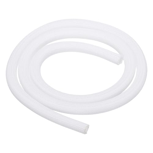 MECCANIXITY Split Sleeve Wire Loom 1/2" 5Ft White Self Wrapping Braided Sleeve UL94-V2 Fireproof PET Sleeving for Automotive, Home Cable Management - color: White, size: 1/2" x 5Ft