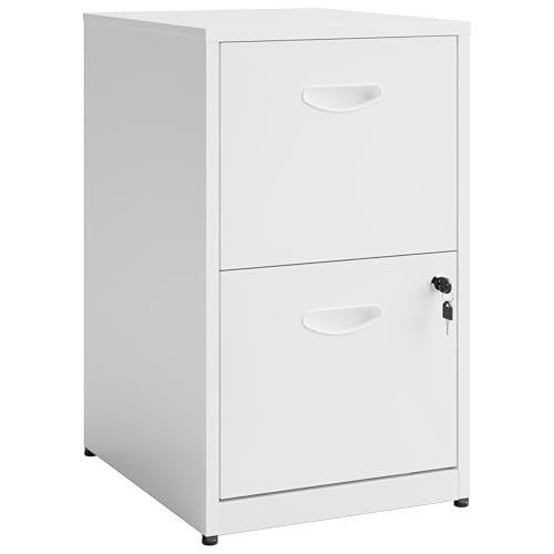 Polup 2 Drawer File Cabinet with Lock, White Filing Cabinets for Home Office, Metal Locking File Cabinet with Two Drawers, Light Duty File Storage Cabinet for Letter Size - Assembly Required - color: White, style: 2 Drawer