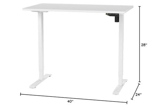 FLEXISPOT EN2 40"x24" Whole-Piece Standing Desk with Power Strip, White - color: White Top + White Frame, size: 40x24"