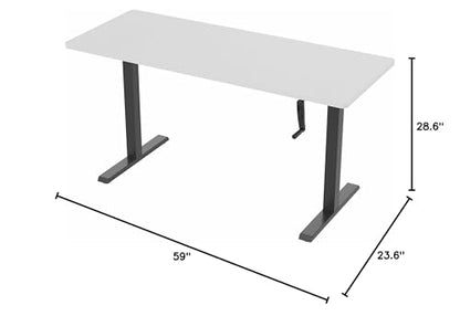 VIVO Manual Height Adjustable 60 x 24 inch Stand Up Desk, White Solid One-Piece Table Top, Black Frame, Standing Workstation with Foldable Handle, DESK-KIT-MB6W | Manual, Holds 110 lbs, Sit Stand, Height Adjustable, Solid One-Piece Table Top, Home Office,