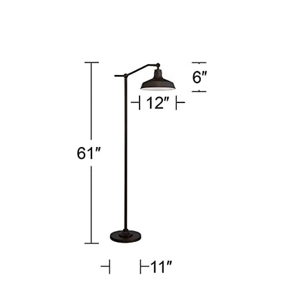 Kayne 61" Tall Satin Bronze Rustic Downbridge Floor Lamp - color: Bronze