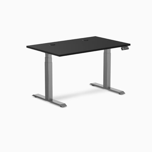 Desky Dual Laminate Sit Stand Desk Black 47.2" Grommets Space Gray - color: Black / Space Gray, size: 47.2 x 29.5 inches with Grommets