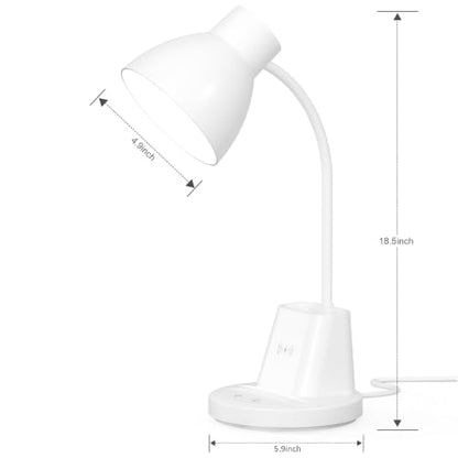10W Wireless Charging LED Desk Lamp with Pen Holder, CRI 95, White - color: White