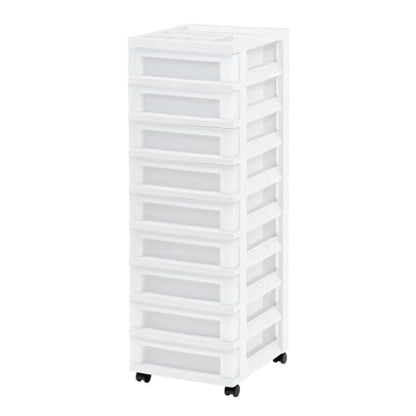 9 Drawer Plastic Rolling Storage Cart with Clear Drawers